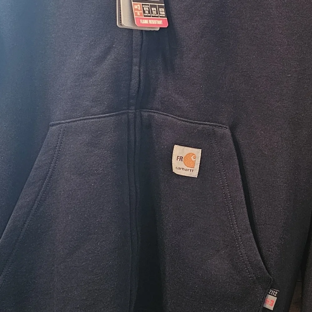 Carhartt FR - CAT 3 - NWT Anti-Odor, Navy Blue Zip-Up Hoodie - Picture 7 of 8